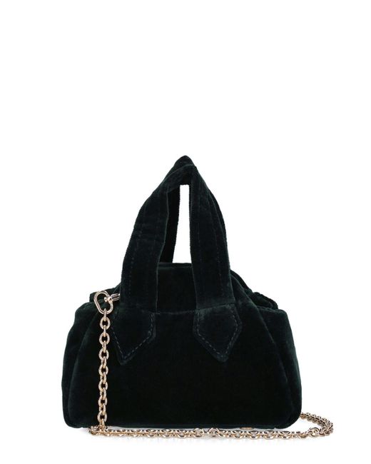 Vivienne Westwood Black Mini Archive Yasmine Velvet Shoulder Bag