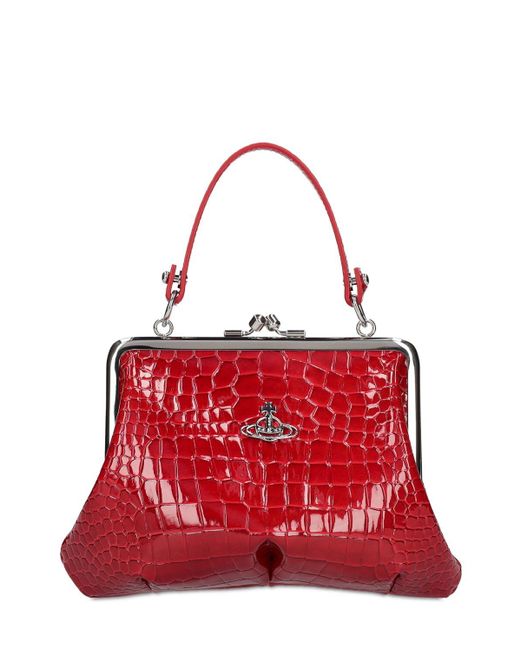 Vivienne Westwood Red Granny Croc Embossed Faux Leather Bag