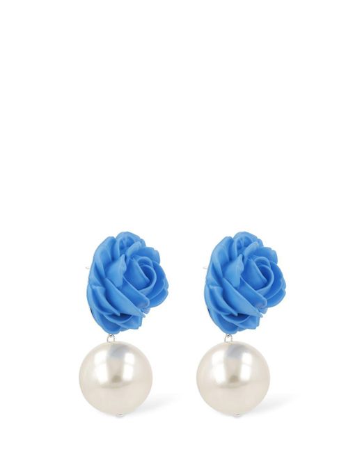 Pendants d'oreilles roses et fausses perles Magda Butrym en coloris Blue