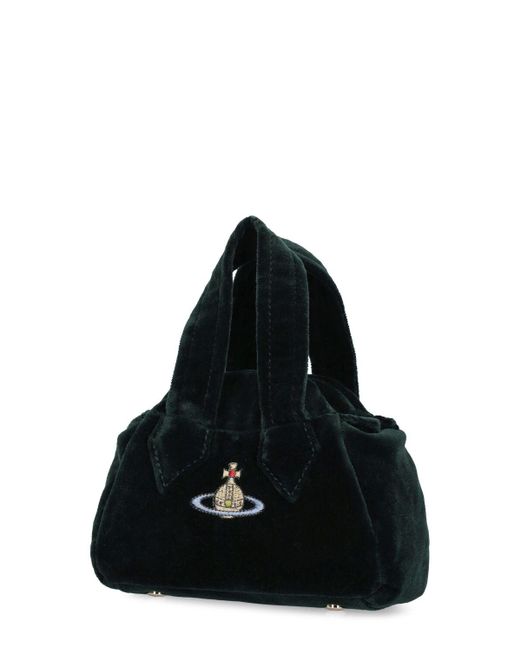 Vivienne Westwood Black Mini Archive Yasmine Velvet Shoulder Bag