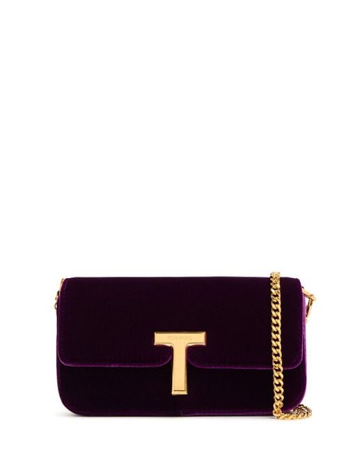 Tom Ford Purple Mini Velvet Shoulder Bag