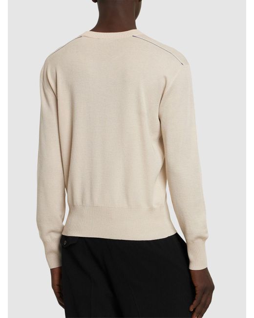 Burberry Natural Wool Knit Crewneck Sweater for men