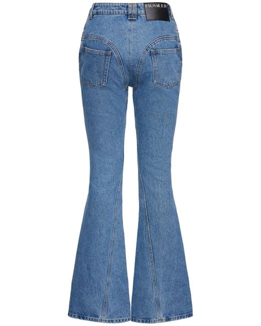 Mugler Blue Low Rise Denim Flared Jeans