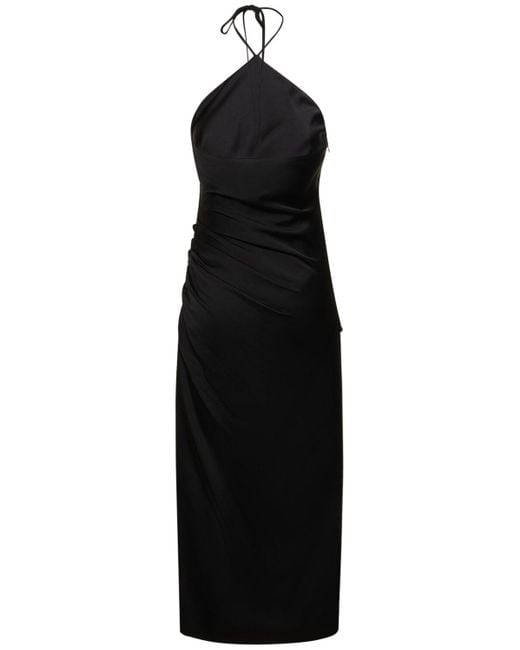 Jonathan Simkhai Black Hansel Halter Neck Satin Midi Dress