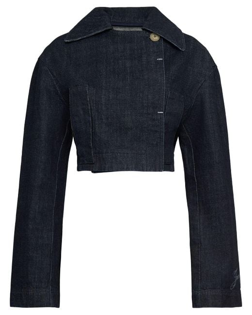 Jacquemus La Veste De-nîmes Marinoクロップジャケット Blue