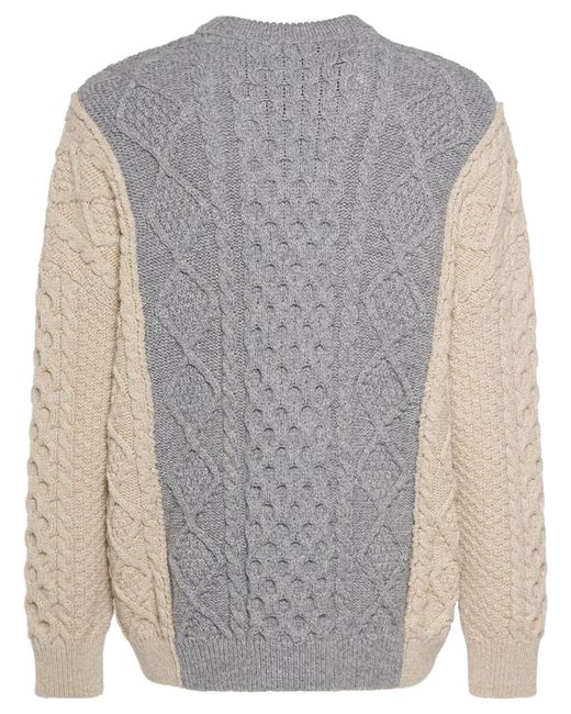 Bottega Veneta Gray Aran Knit Wool Blend Oversize Sweater