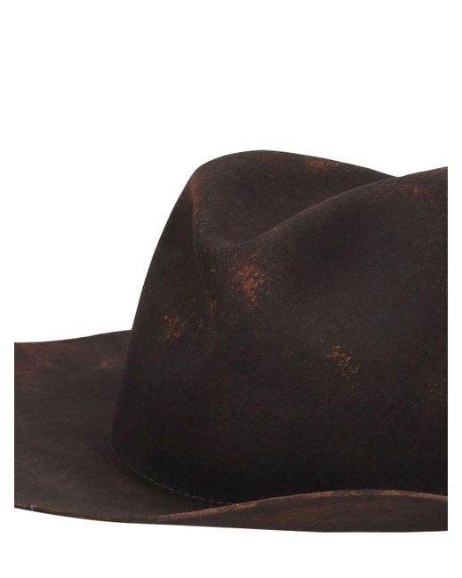Yohji Yamamoto Black Wool Fedora Hat for men