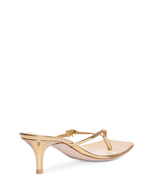 Gianvito Rossi Natural 55Mm Ribbon Leather Thong Sandals