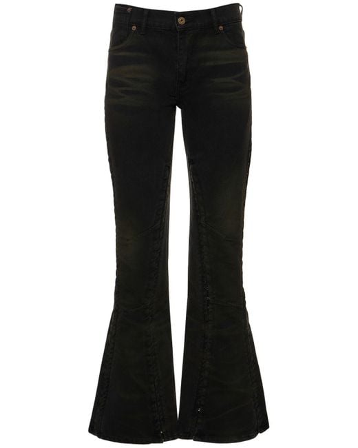 Y. Project Black Low Rise Flared Denim Jeans W/Hooks