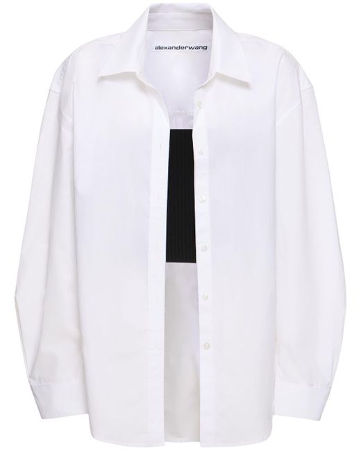 Camicia e top in popeline di cotone di Alexander Wang in White