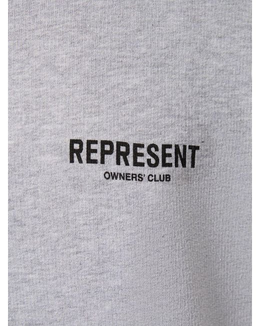 Represent Gray Owners Club Logo Cotton Hoodie for men