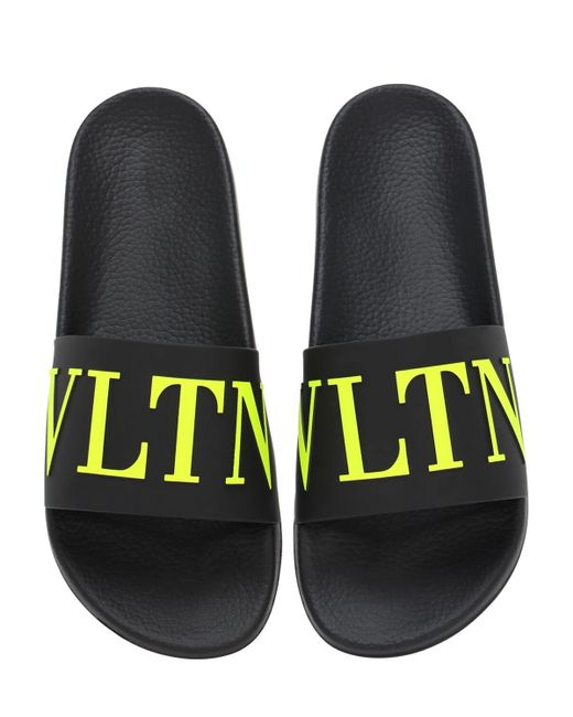 VALENTINO Micro Rockstud Leather Slides in Black | ModeSens