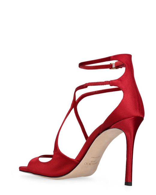 Jimmy Choo Red Lvr Exclusive 95Mm Azia Satin Sandals