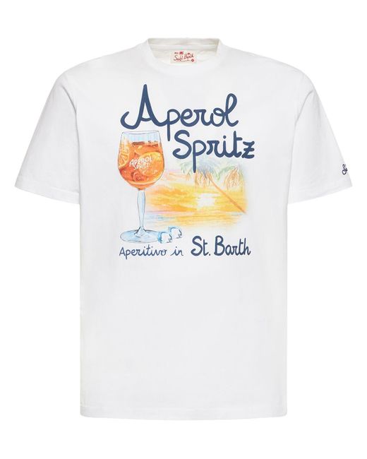 Mc2 Saint Barth Baumwoll-t-shirt Mit Aperol Spritz-druck in White für Herren