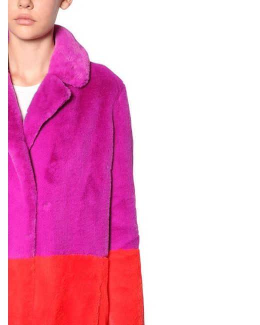 STAND Maribel Color Block Faux Fur Coat in Pink Lyst
