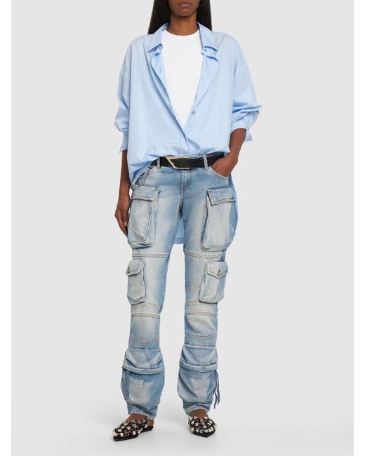 Jeans cargo de denim The Attico de color Blue