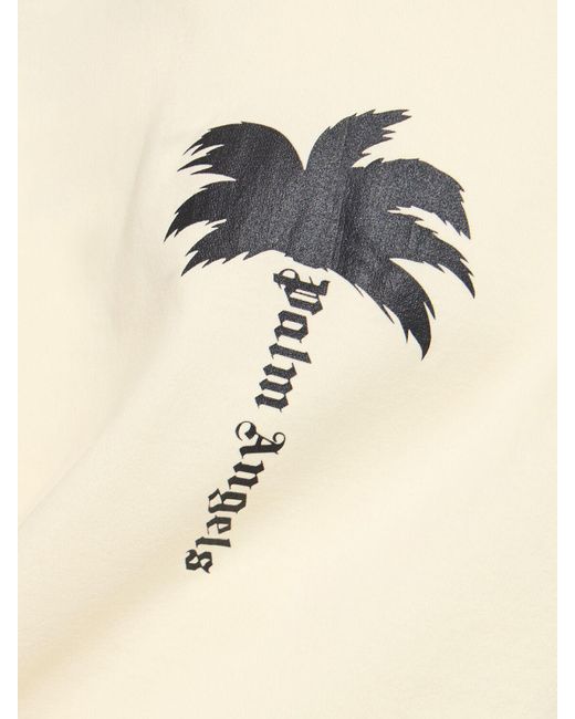 T-shirt the palm in cotone con stampa di Palm Angels in Natural da Uomo