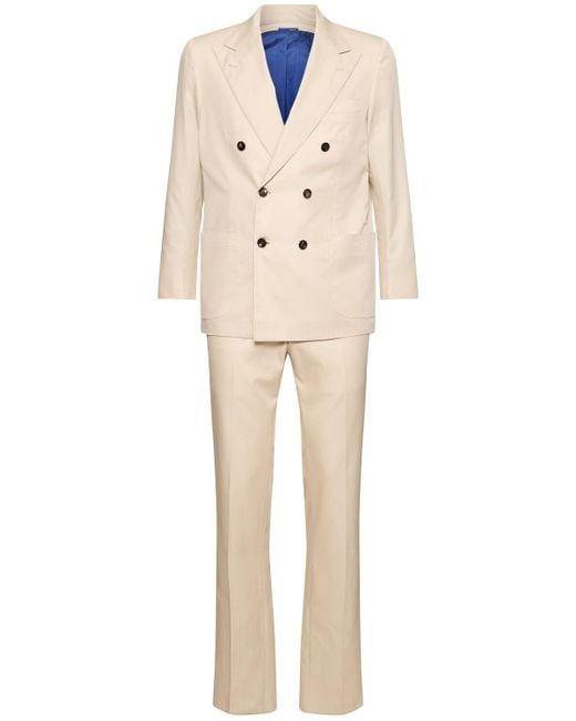 Kiton Natural Double Breast Cotton Suit for men