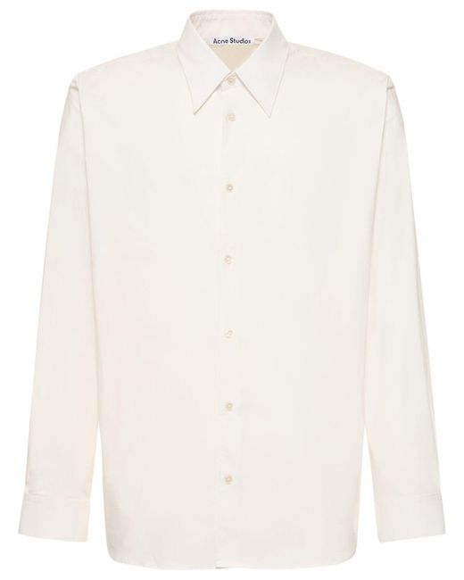 Acne White Salo Cotton Poplin Shirt for men