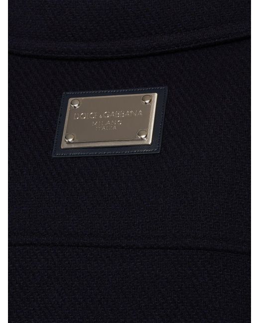 Dolce & Gabbana Blue Wool Logo Plaque Zipped Jacket for men