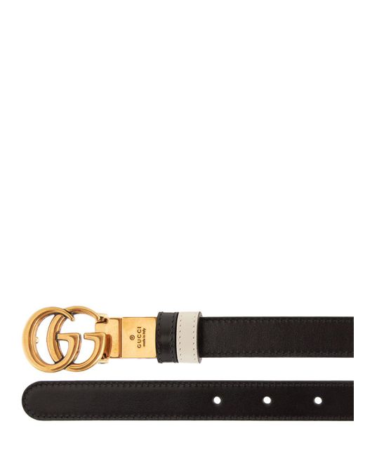 Gucci Multicolor gg Marmont Reversible Thin Leather Belt