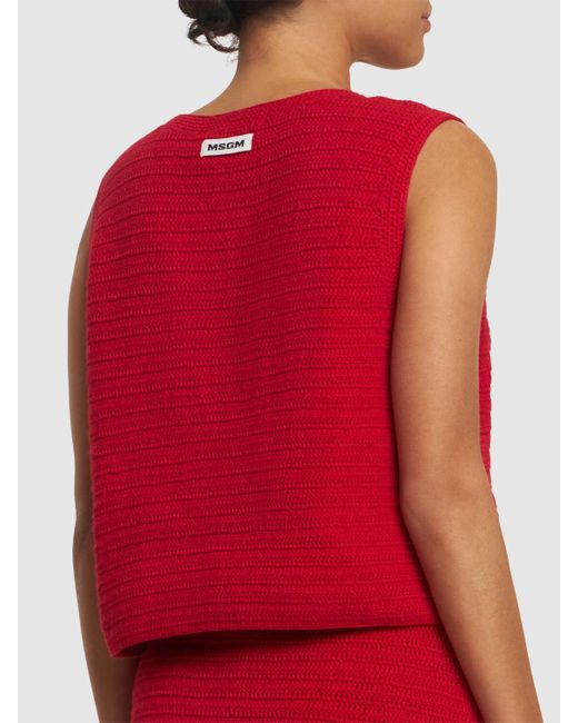 Mujer Top De Punto De Algodón MSGM de color Red
