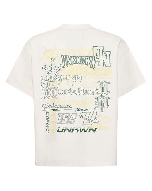 Unknown White Logo Printed Cotton T-Shirt for men