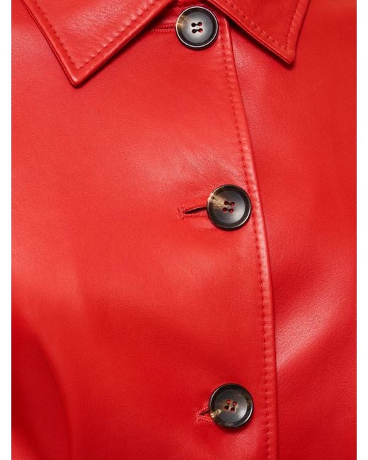 Bally Red Lamb Leather Trench Coat