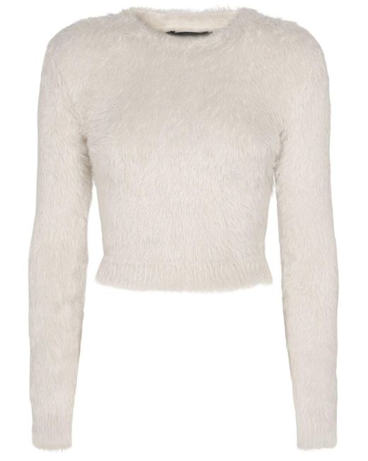 Balenciaga White Knotted Fuzzy Nylon Sweater