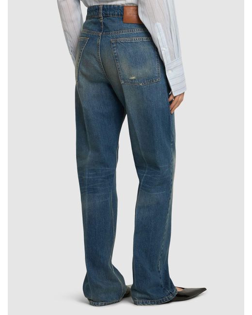 Victoria Beckham Blue Relaxed Faded Straight Jeans