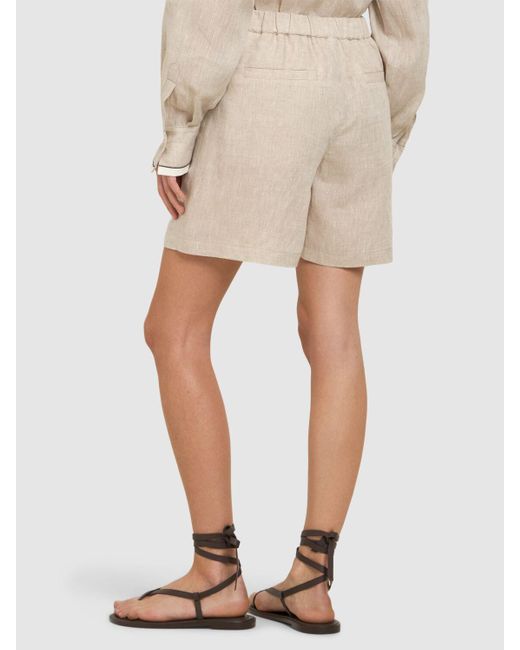 Brunello Cucinelli Natural Light Linen Bermuda Shorts