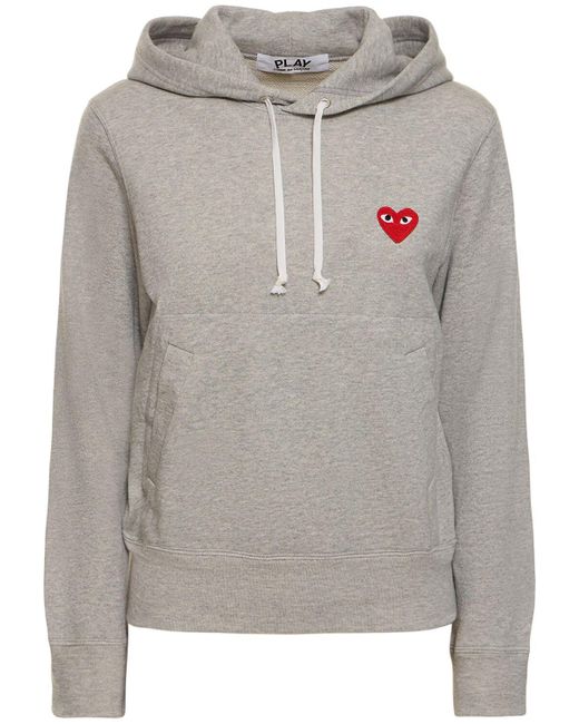 COMME DES GARÇONS PLAY Gray Embroidered Heart Jersey Hoodie