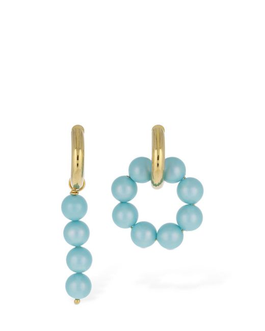Timeless Pearly Blue Beaded Charm Mismatched Earrings