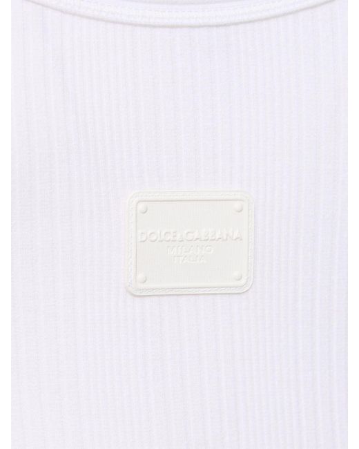 Dolce & Gabbana Tanktop Aus Geripptem Baumwolljersey in White für Herren