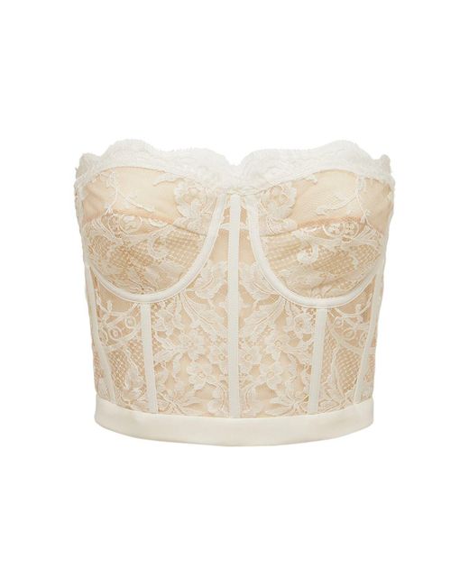 Alexander McQueen Lace Bustier Top in Ivory (White) | Lyst