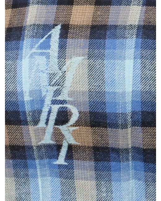 Amiri Blue Checked Cotton Blend Flannel Corset Top