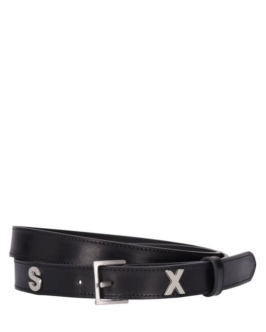 Martine Rose Black 2.5cm Sex Letters Leather Belt for men
