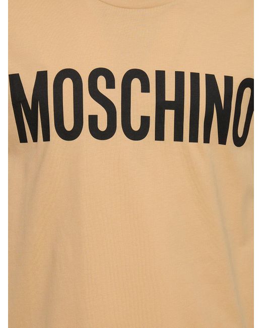 Moschino T-shirt Aus Bio-baumwolljersey Mit Logodruck in Natural für Herren