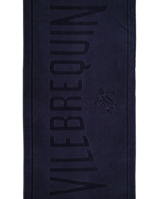 Vilebrequin Blue Logo Organic Cotton Jacquard Beach Towel for men