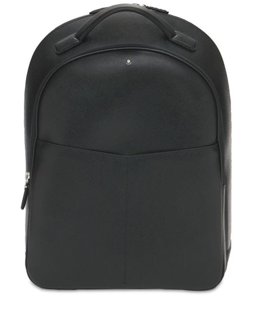 Montblanc Black Logo Leather Sartorial Small Backpack for men