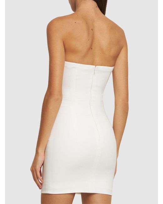 Monot White Margaux Strapless Crepe Mini Dress