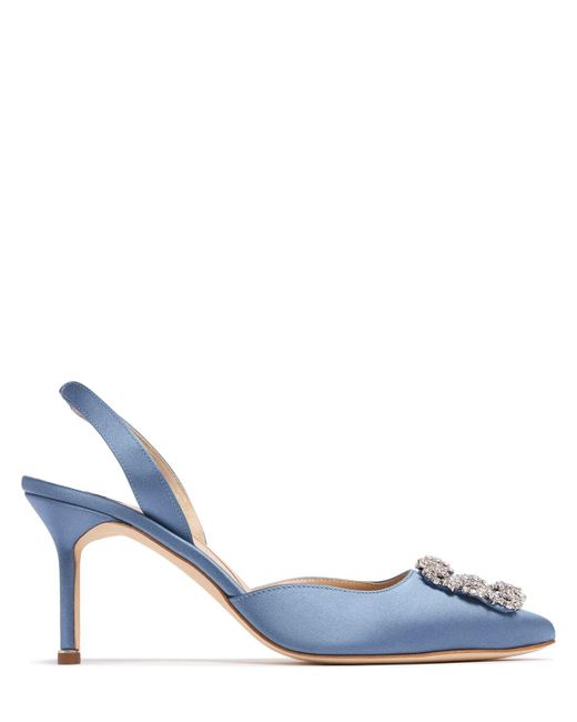 Manolo Blahnik Hangisi サテンスリングバックパンプス 70mm Blue