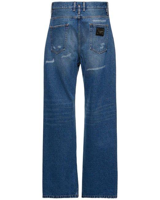 Jeans anchos de denim de algodón Dolce & Gabbana de hombre de color Blue