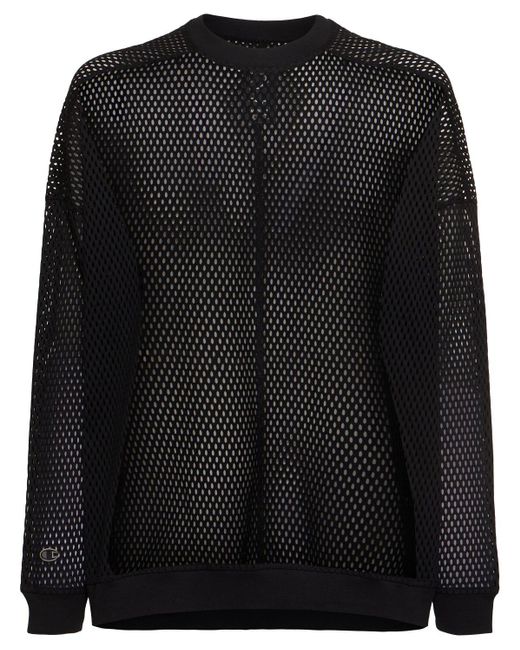 メンズ Rick Owens Champion Jumbo Mesh Sweatshirt Black