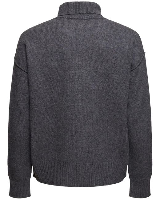 Suéter de lana con logo AMI de hombre de color Black