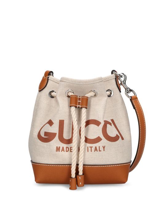 Bolso mini de lona con estampado logo Gucci de color Pink