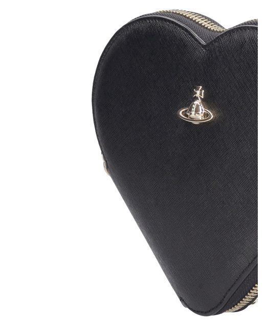 Vivienne Westwood Black New Heart Saffiano Leather Shoulder Bag