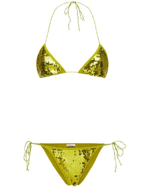 Oséree Sequined Microkini Bikini Set in Lime Green (Green) - Lyst