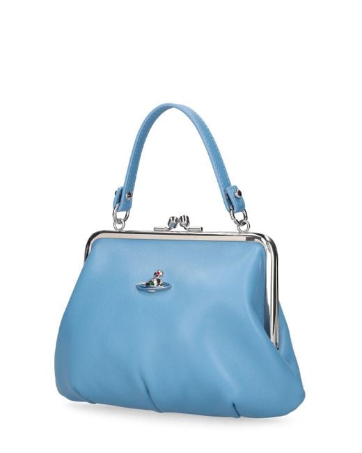 Vivienne Westwood Blue Granny Frame Leather Top Handle Bag