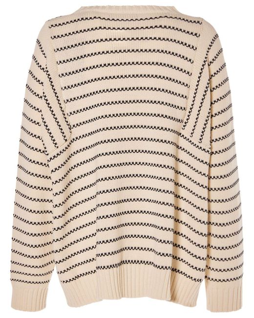 Weekend by Maxmara Natural Natura Striped Cotton Blend Knit Sweater